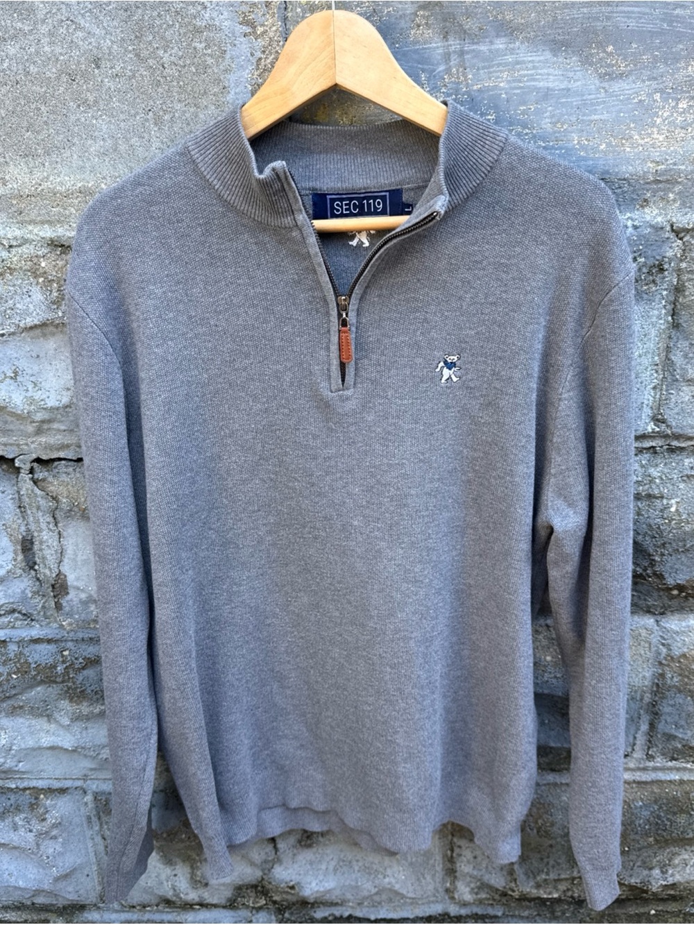 Grateful Dead X Section 119 Gray Pullover 1/4 Zip Bear Logo Sweater Men’s Size L